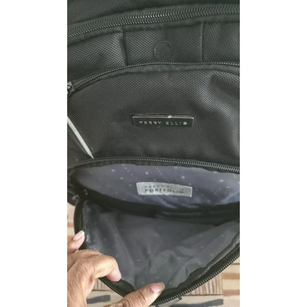Perry Ellis Black Laptop Backpack Travel/Business Bag, Zip, Multiple Pockets